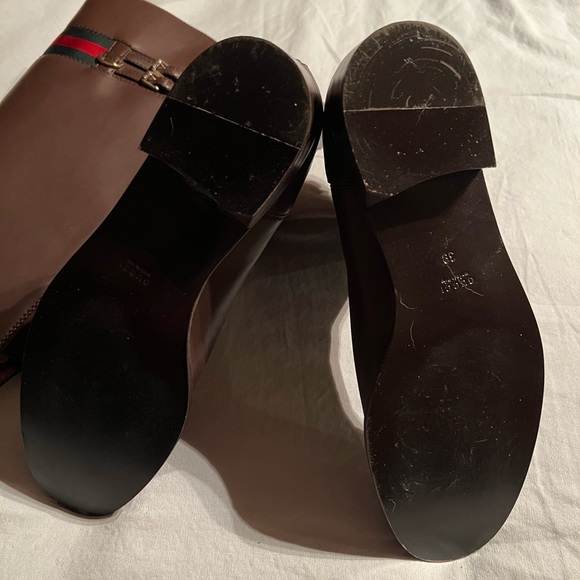 Gucci, beautiful rich brown genuine leather ankle boots with matching gaiters.